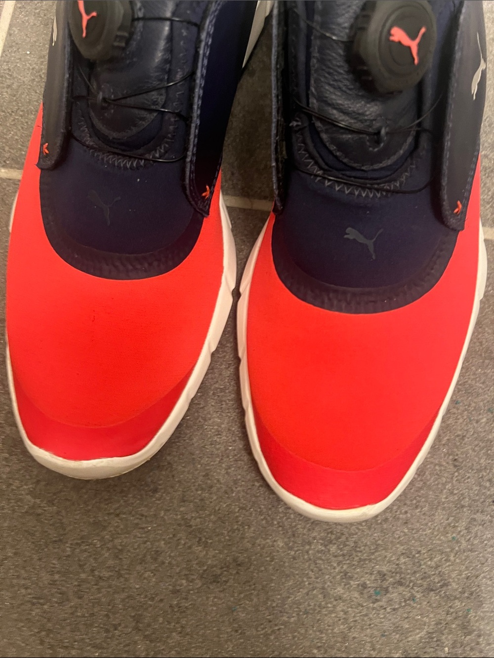 Puma Ignite Spikeless Sport Disc Blue/Red Colorblock golf sneakers Sz 10.5 - Picture 5 of 11